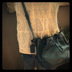 NEW Coach drawstring metallic crossbody